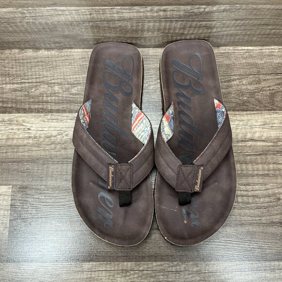 Budweiser Flip Flops Brown Mens US Size 8 Sandals (also Womens 10) - Picture 7 of 8